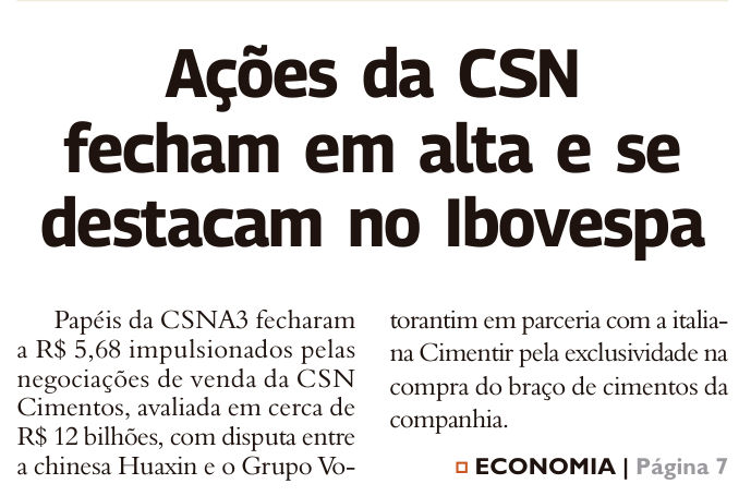 Recorte da página 1 da edição 11.113