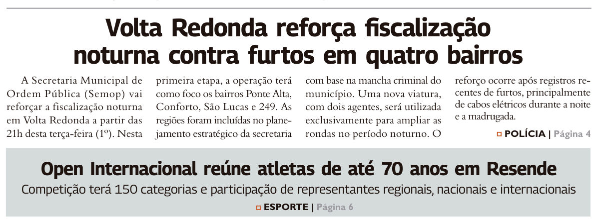 Recorte da página 1 da edição 11.113