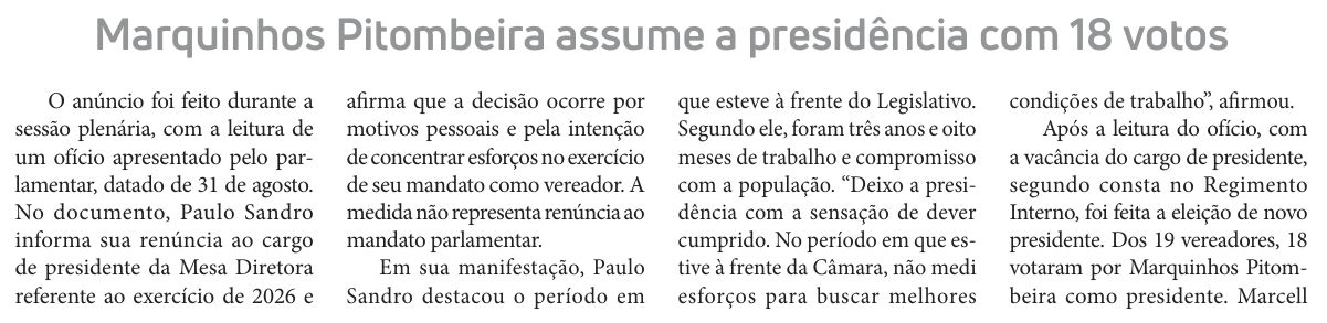 Recorte da página 3 da edição 18.026